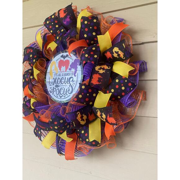 Hocus Pocus Halloween Wreath 🎃 Sanderson Sisters Door Decor Handmade - Picture 7 of 8